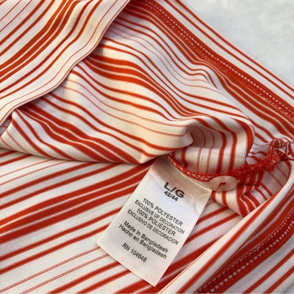 Russell Athletic Clemson Tigers Polo Men’s Size Large Orange & White Striped - Picture 5 of 9